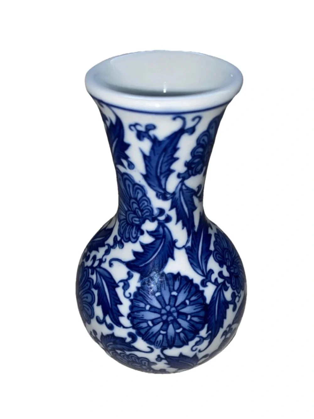 Vintage Bombay Blue and White Porcelain Bud‎ Vase Chinoiserie Floral